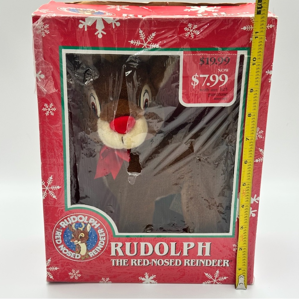 Applause Rudolph The Red Nosed Reindeer Plush Christmas 10in Damaged Box Vintage - Picture 9 of 11